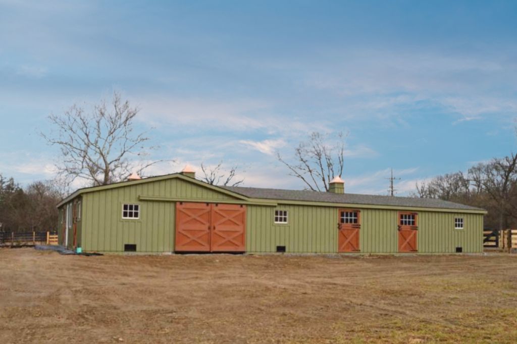 rustic green barn exterior idea
