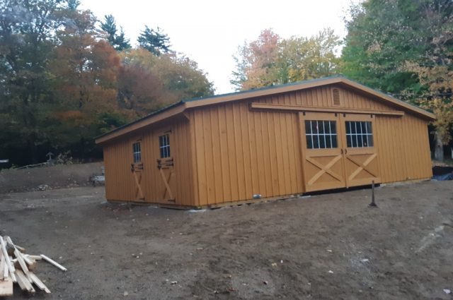 Modular Barn with Double Doors and Windows in Madison, NH