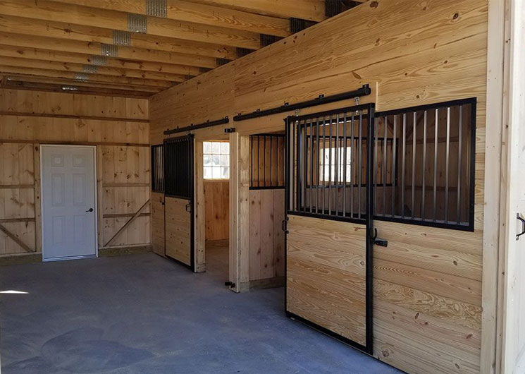 Large Barn Interior Layout with Horse Stalls