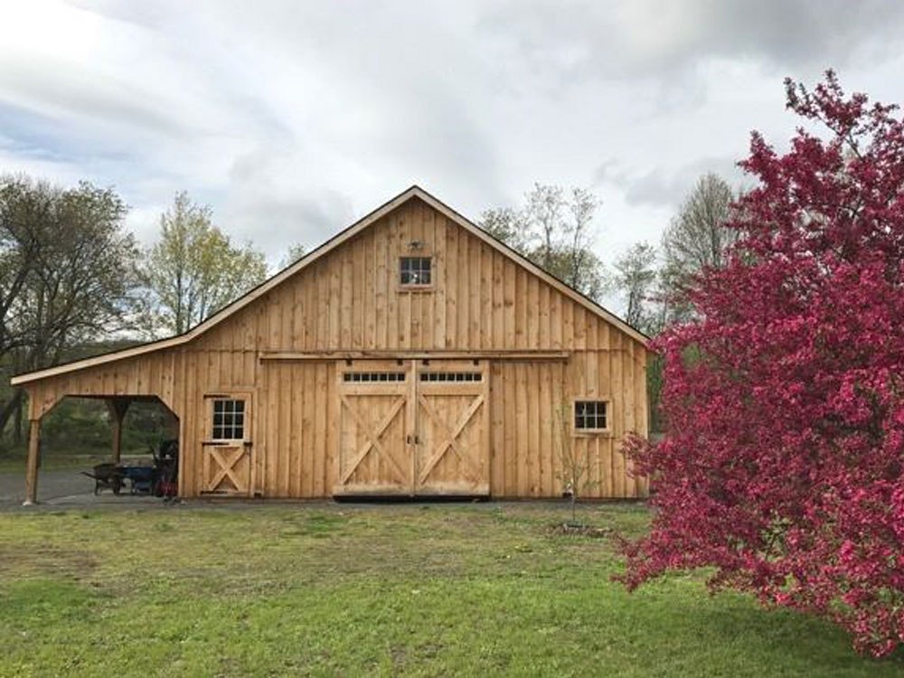 Landscaping for horse barn with shubbery