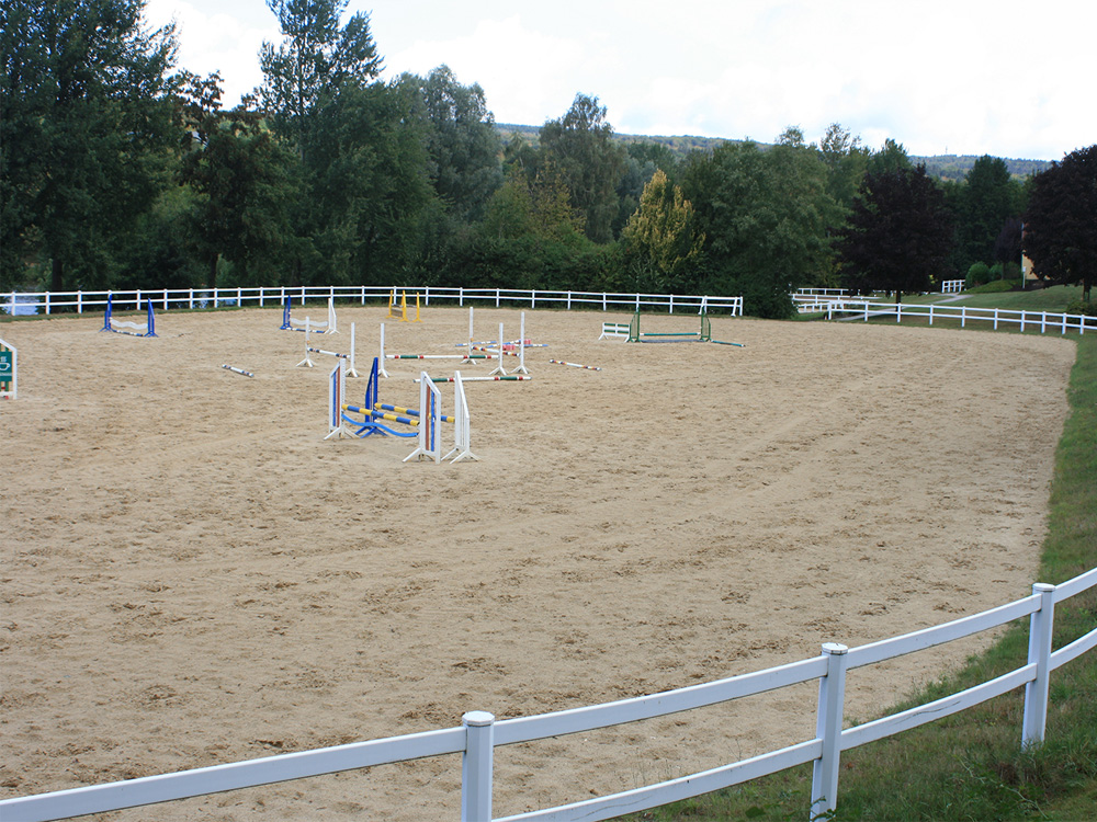 Backyard outdoor horse riding arena