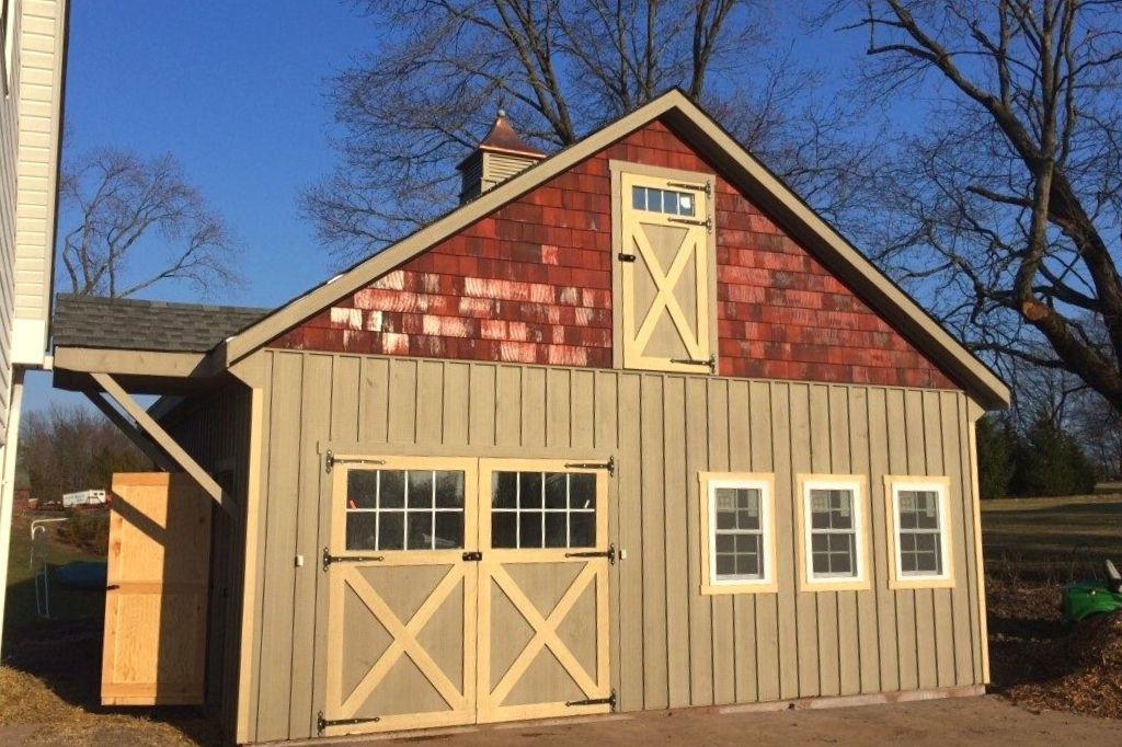 New construction two tone garage with loft