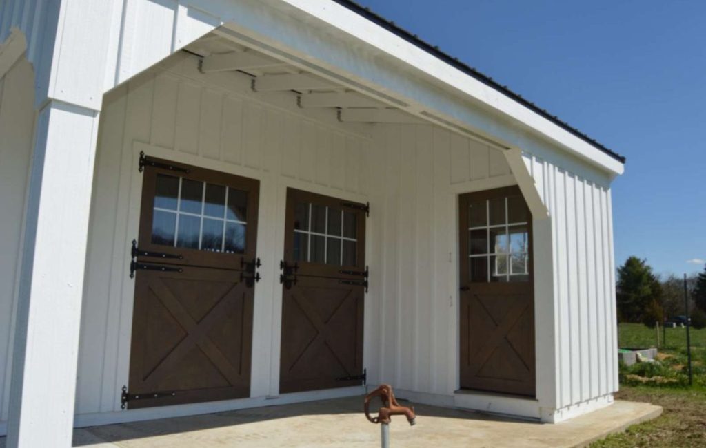 modern animal shed barn in white and black