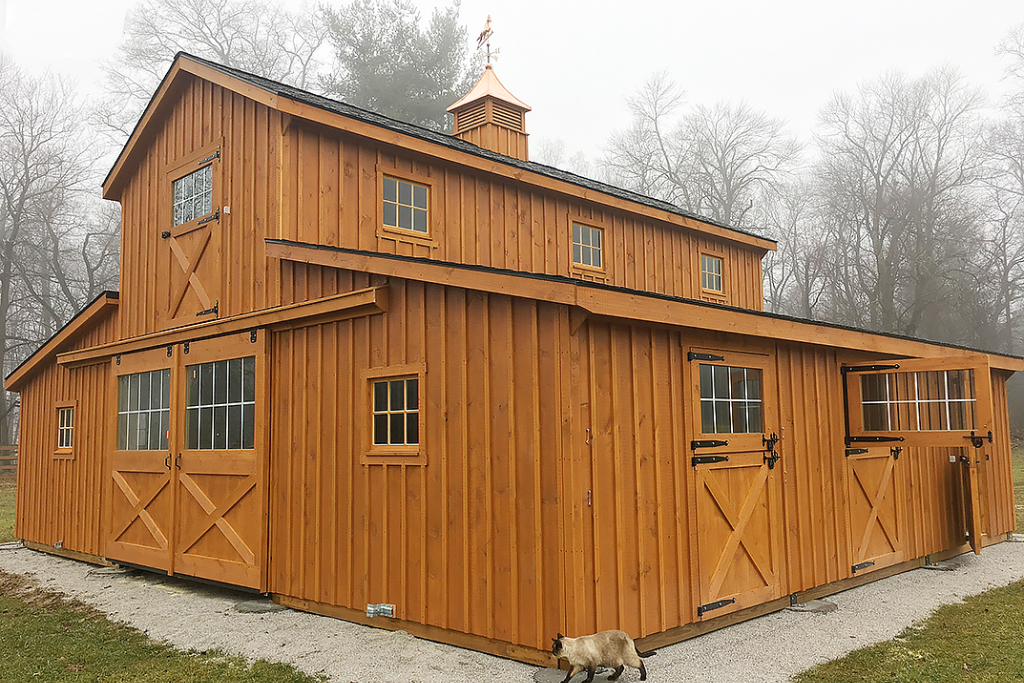 equestrian barn in traditional brown
